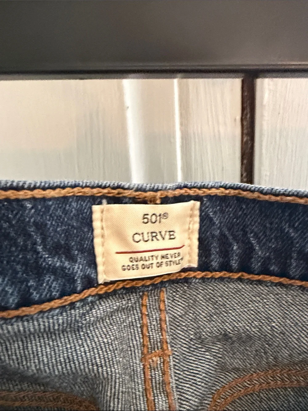 Levi's High-Rise Straight Jeans — Dark Indigo Blue 501 C